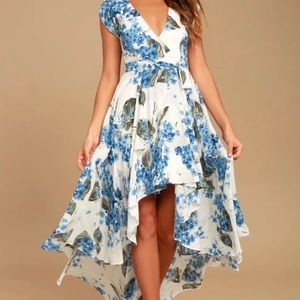 Lulu’s “French Countryside White Floral Print High-Low Dress”